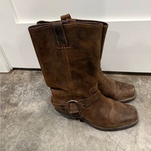 Frye Dark Brown Leather Boot Pull-Tab